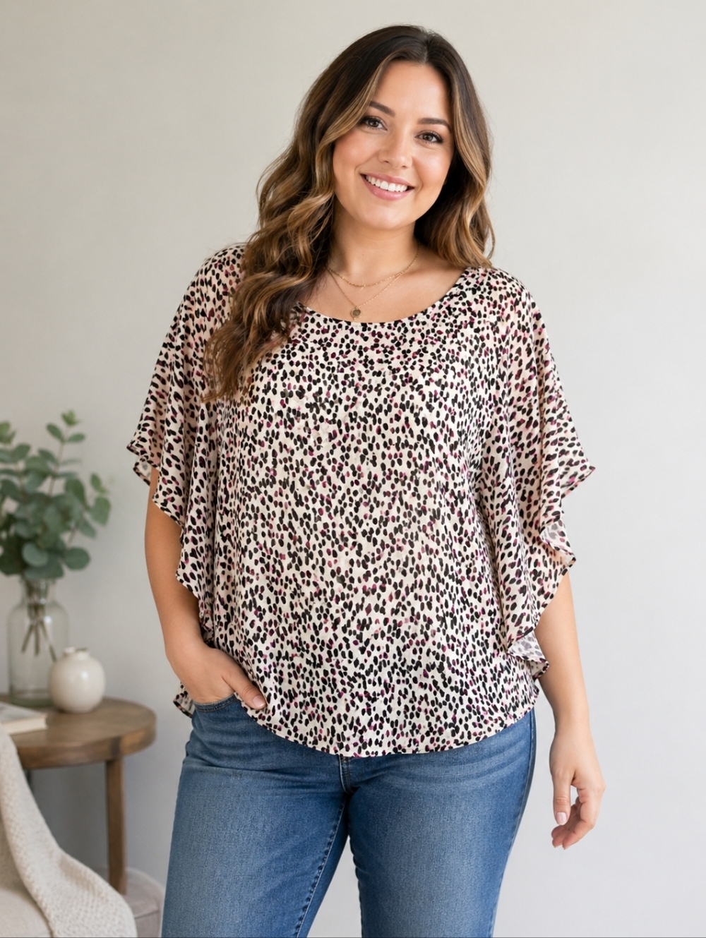 NWOT Lilly Morgan Overlay Blouse Size Large